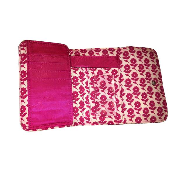 Vera Bradley TWIRLY BIRDS PINK Euro WALLET Tri-Fold COIN for PURSE Tote BAG‎ - Picture 5 of 7